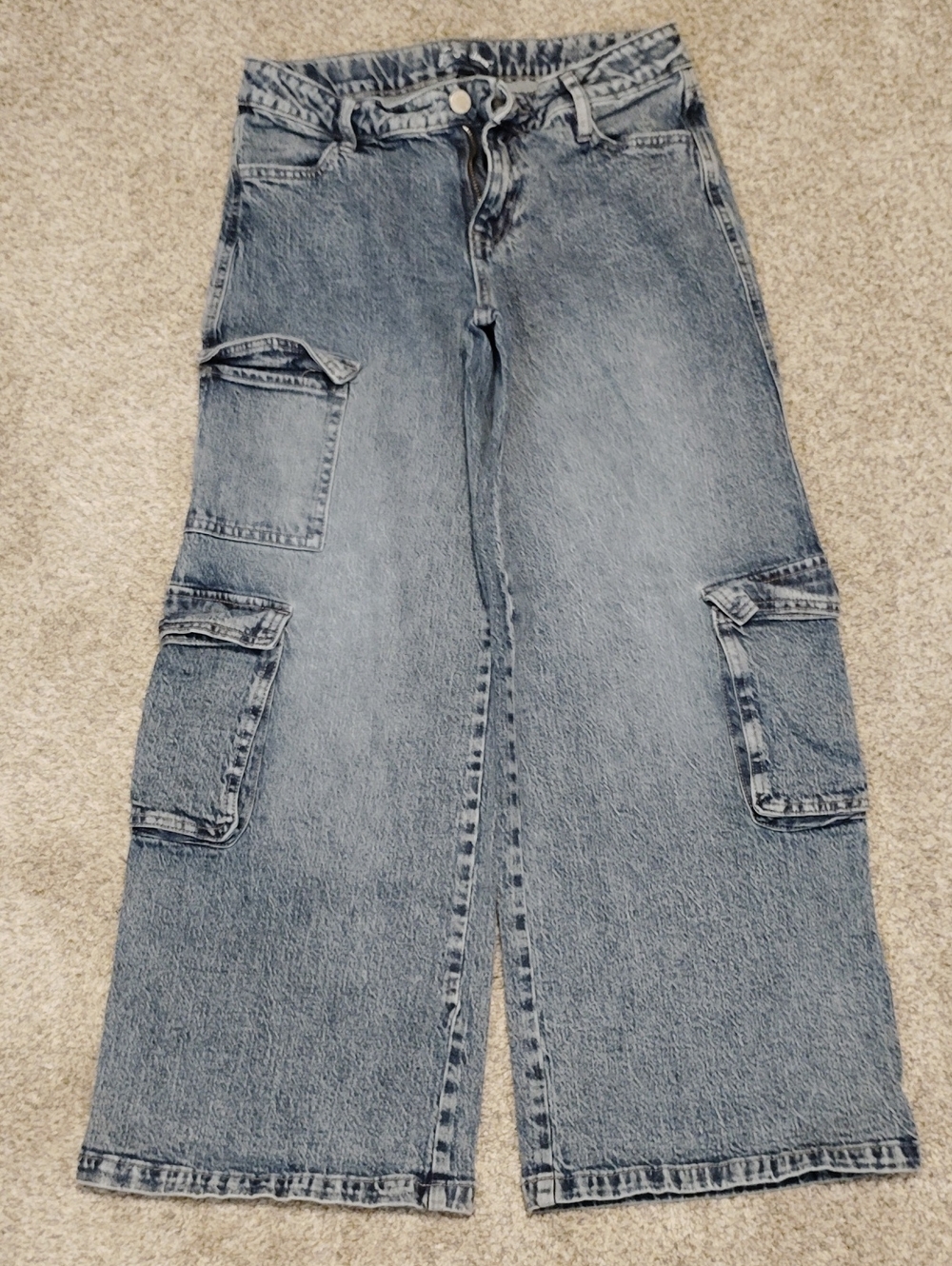 art class Light Wash Wide-Leg Cargo Jeans
